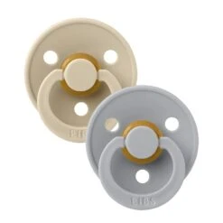 BIBS Pacifier Colour 2 Pack Latex Size 1 Anatomical – Vanilla/ Cloud