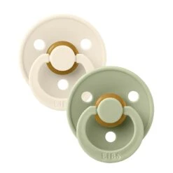 BIBS Pacifier Colour 2 Pack Latex Size 2 – Ivory/ Sage