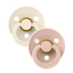 BIBS Pacifier Colour 2 Pack Latex Size 1 – Ivory/Blush