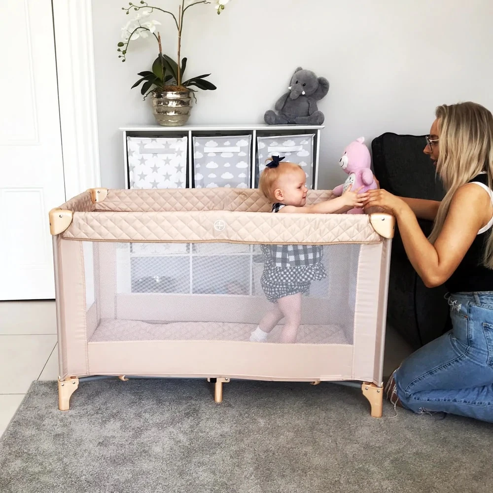 My Babiie Blush Quilted Travel Cot - Image 9