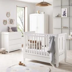 Eva Dropside 3 Piece Nursery Room Set/White + Luxury Nursery Starter Package