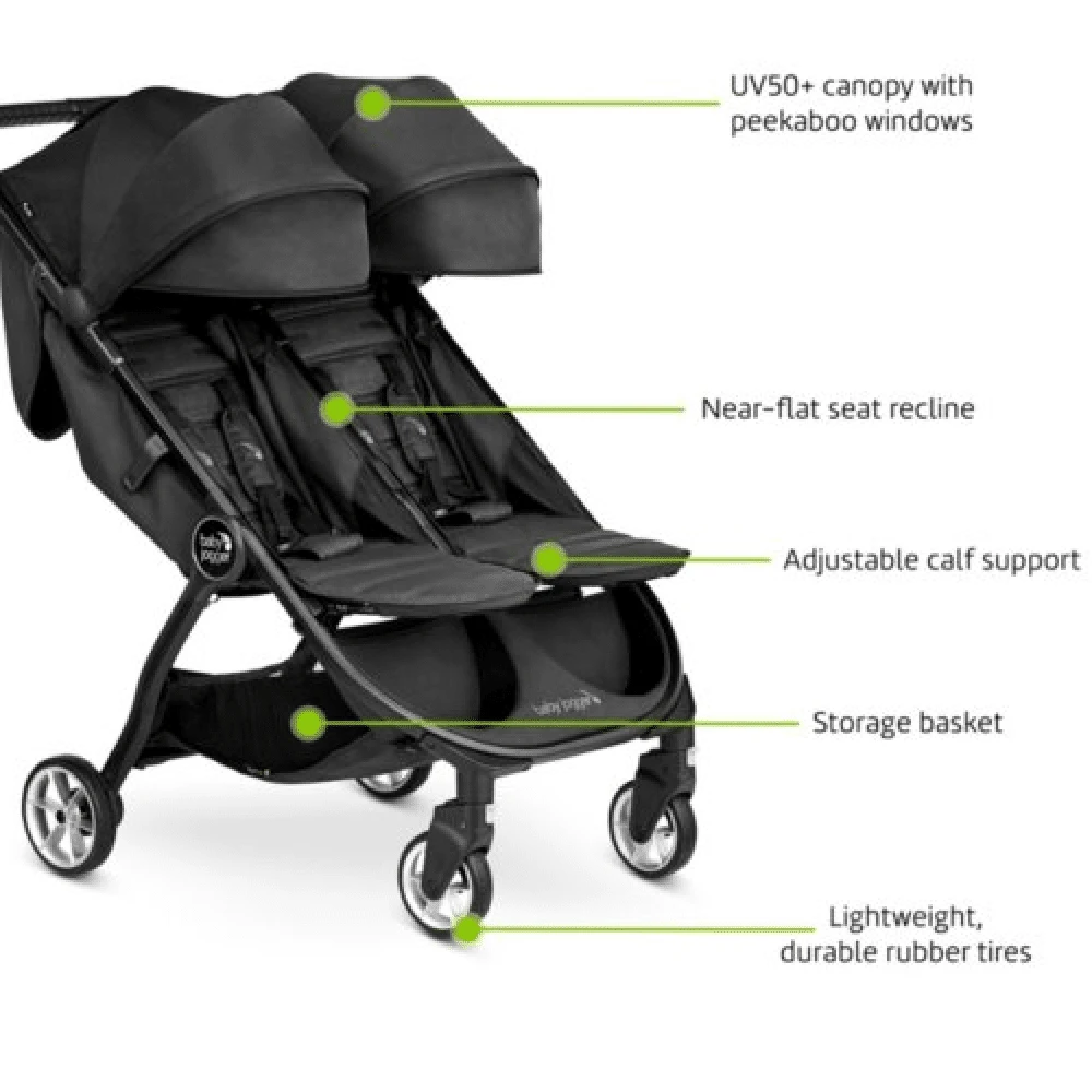 Baby Jogger Pitch Black City Tour 2 Double Pushchair - Image 11