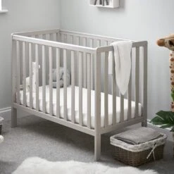 Obaby Bantam Space Saver Cot And Fibre Mattress – Warm Grey