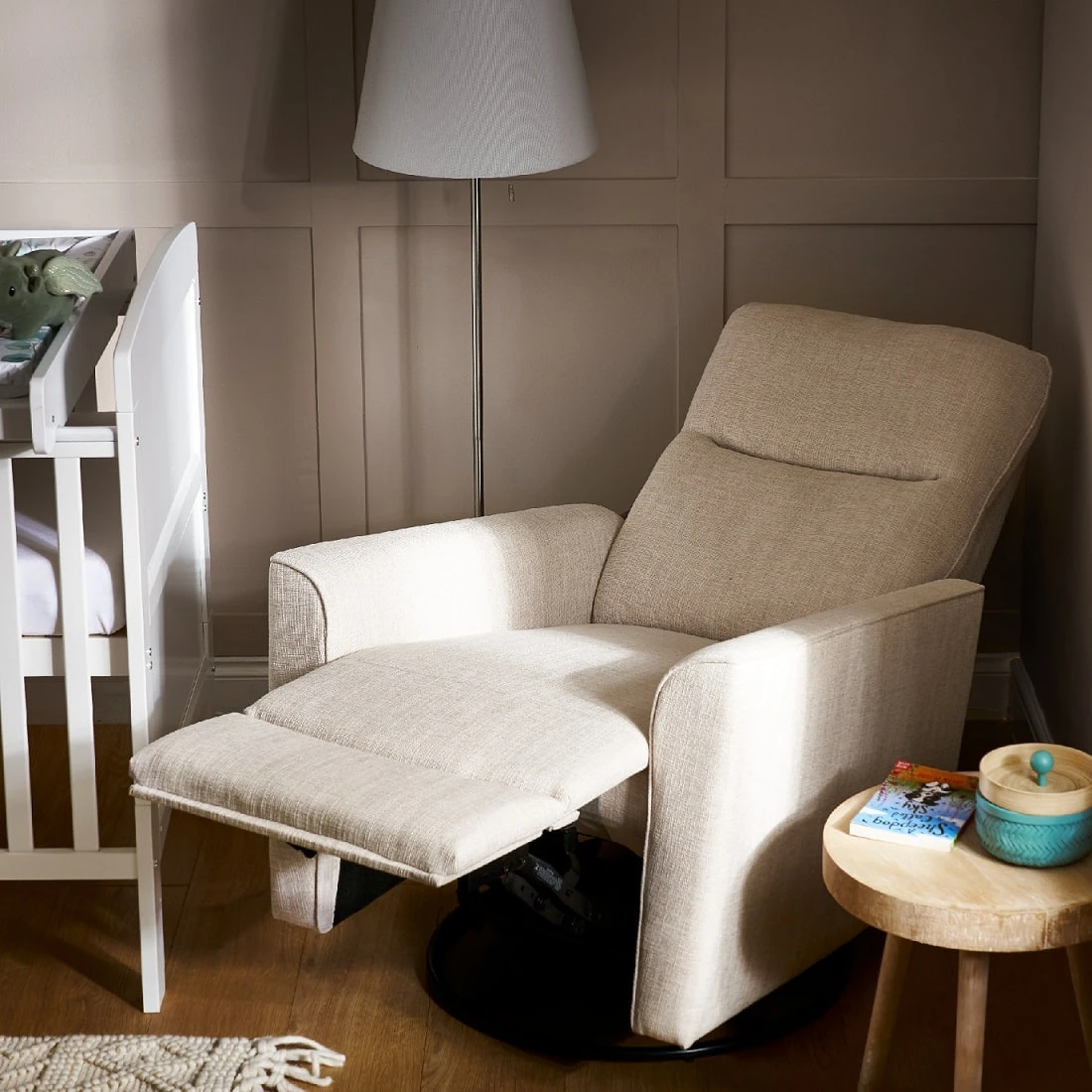 Obaby Savannah Swivel Glider Recliner Chair Oatmeal - Image 3