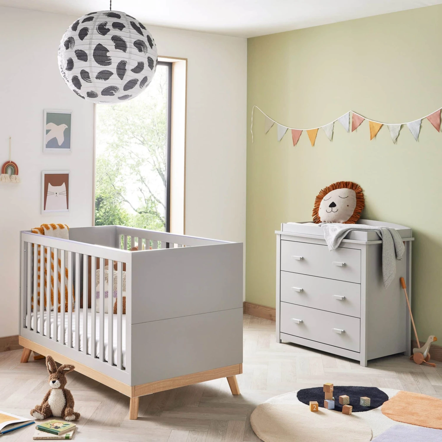 Babymore Mona 4in1 2 Piece Nursery Room Set β Grey - Image 2