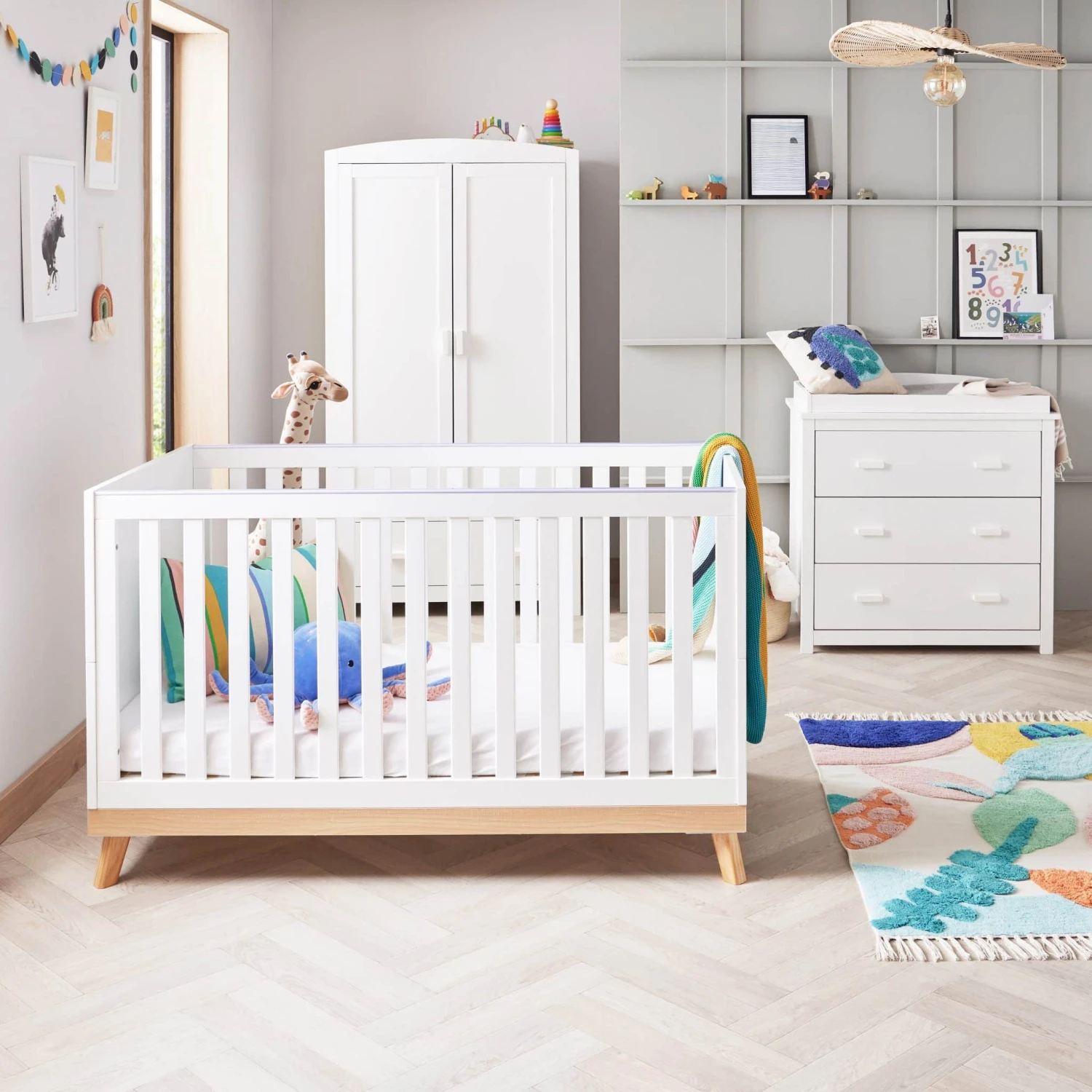 Babymore Mona 4 Piece Nursery Room Set β White - Image 2