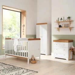 Tutti Bambini Napoli Newborn Nursery Room Set Bundle – White/Oak