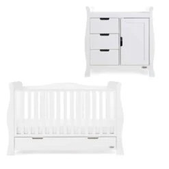 Obaby Stamford Luxe 2 Piece Nursery Room Set/Mattress – White
