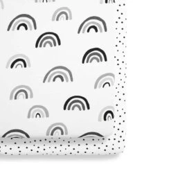 Snuz Crib 2 Pack Fitted Sheets Mono Rainbow