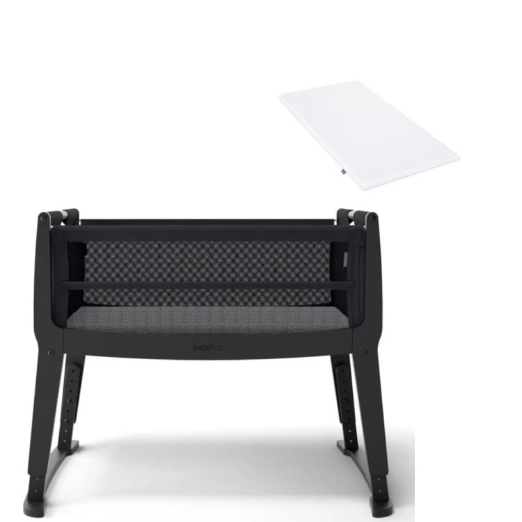 SnuzPod Studio Bedside Crib With Mattress Brooklyn Graphite
