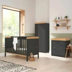 Tutti Bambini Rio Nursery Room Set/Rocking Chair Bundle β Slate Grey/Oak