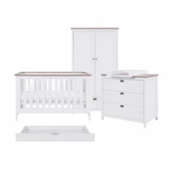 Tutti Bambini Verona 3 Piece Nursery Room Set With Underdrawer- White Oak