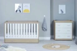 Babymore Veni Cot Bed With Underdrawer β White/Oak