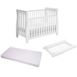 Babymore Eva Dropside Cot Bed/Cot Top Changer/Mattress β White