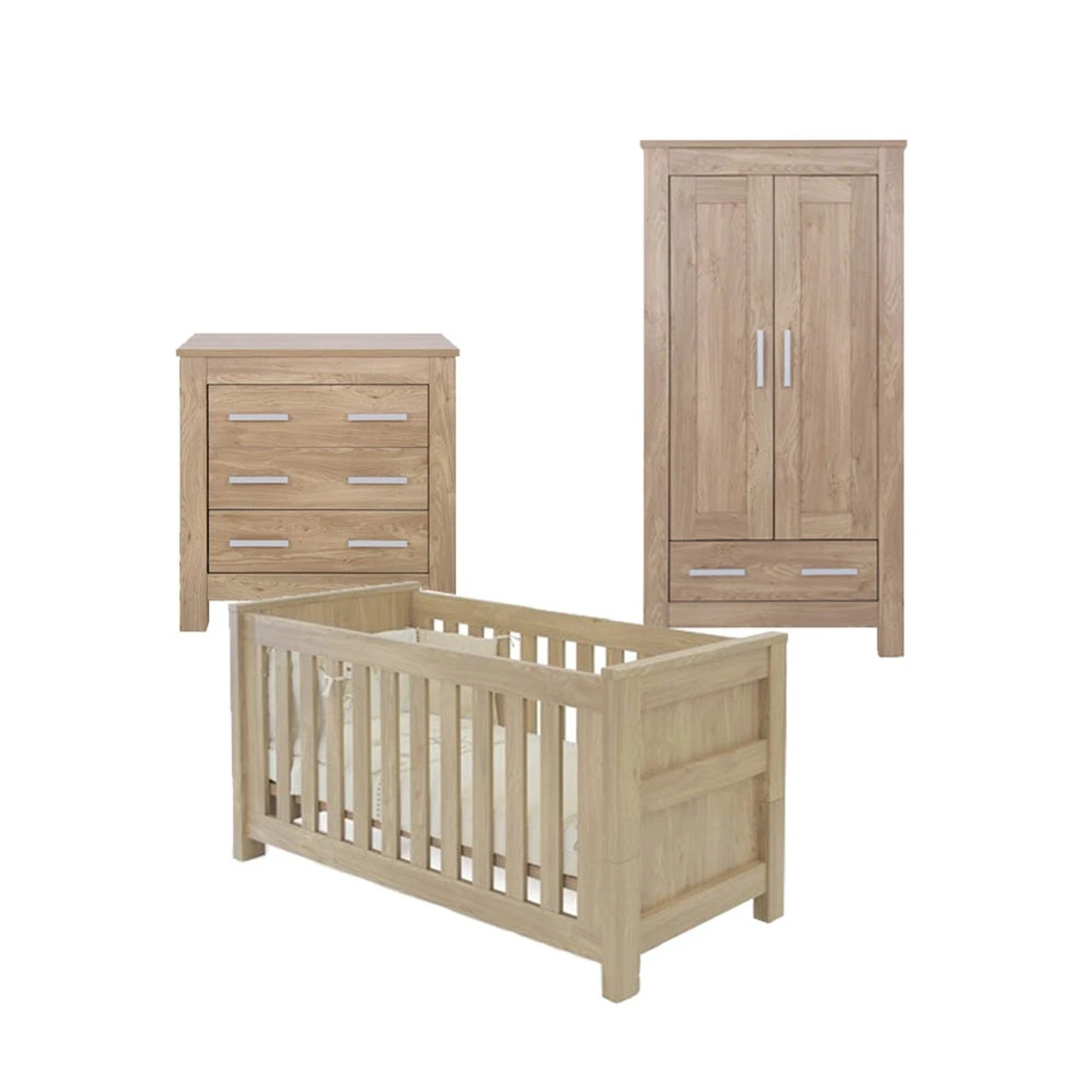 Babystyle Bordeaux Oak 3 Piece Nursery Room Set/Pocket Sprung Mattress - Image 2