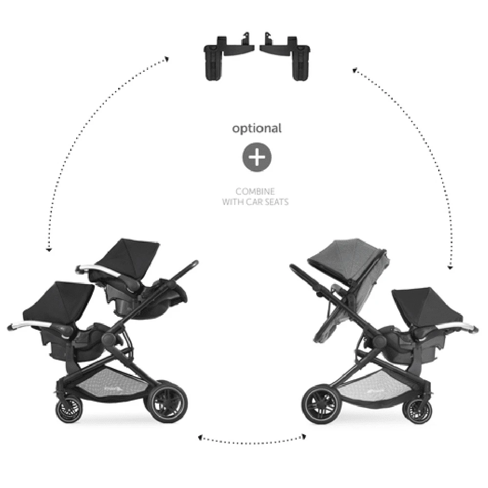 Hauck Melange Grey Atlantic Twin Stroller With 2 X Car Seats - Image 5