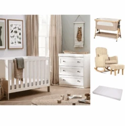 Silver Cross Bromley 2+3 Piece Newborn Nursery Room Set Bundle – White