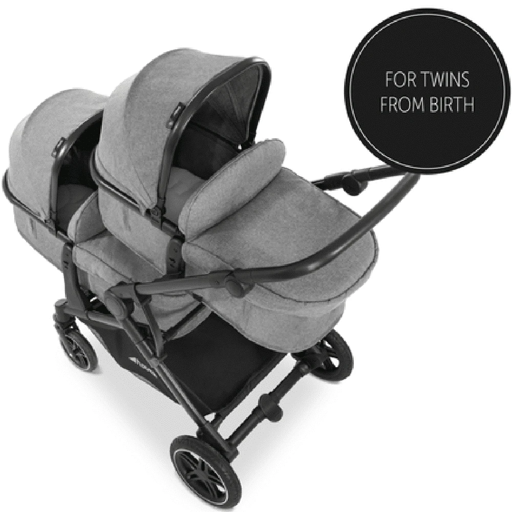 Hauck Melange Grey Atlantic Twin Stroller With 2 X Car Seats - Image 20