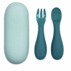 Tum Tum Silicone Baby Blue Cutlery Set With Case