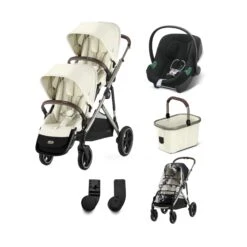 Cybex EGazelle S Twin Pushchair Travel System Bundle – Seashell Beige