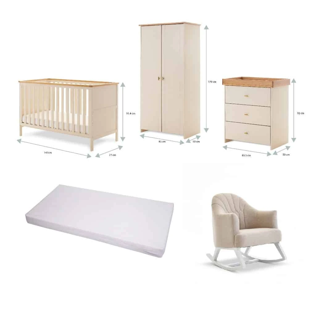 Obaby Evie Nursery Room Set/Rocking Chair Bundle โ Cashmere