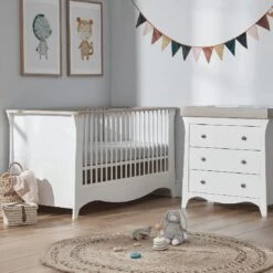 CuddleCo Clara 2 Piece Nursery Room Set β White/Ash