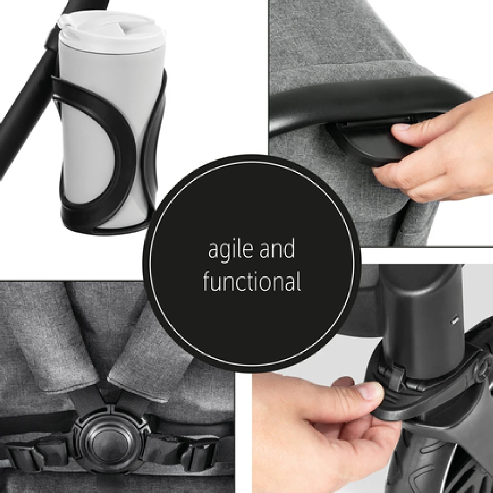 Hauck Melange Grey Atlantic Twin Stroller With 2 X Car Seats - Image 12