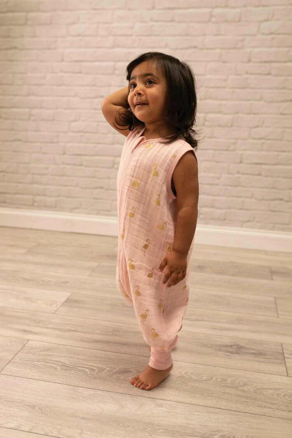 Bizzi Growin – MUSLIN ROMPER SUIT 12-24 MONTHS GOLDEN FLAMINGO