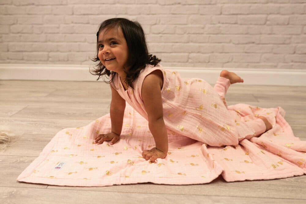 Bizzi Growin β MUSLIN ROMPER SUIT 12-24 MONTHS GOLDEN FLAMINGO - Image 3