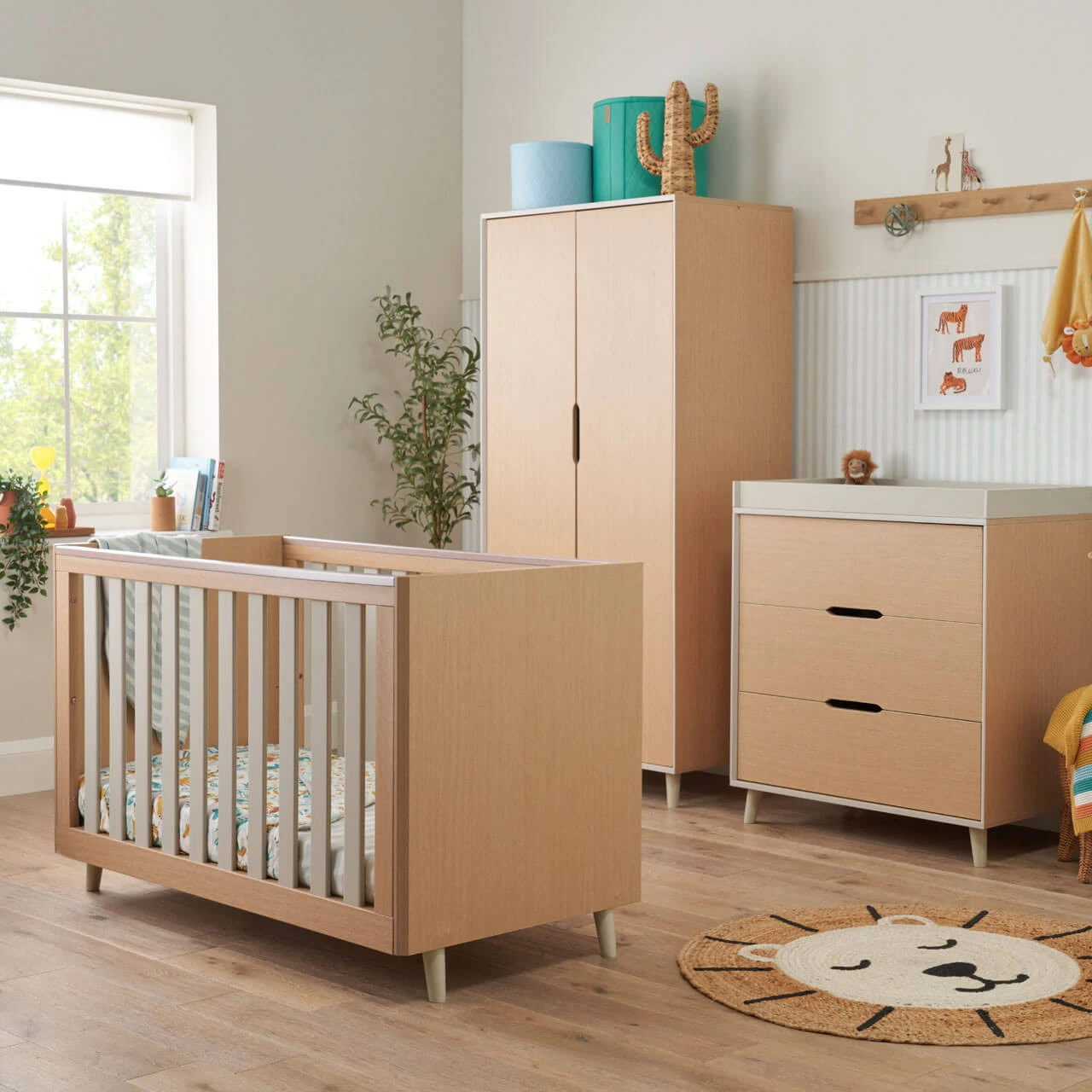 Tutti Bambini Fika 4in1 3 Piece Room Set โ Light Oak/White Sand