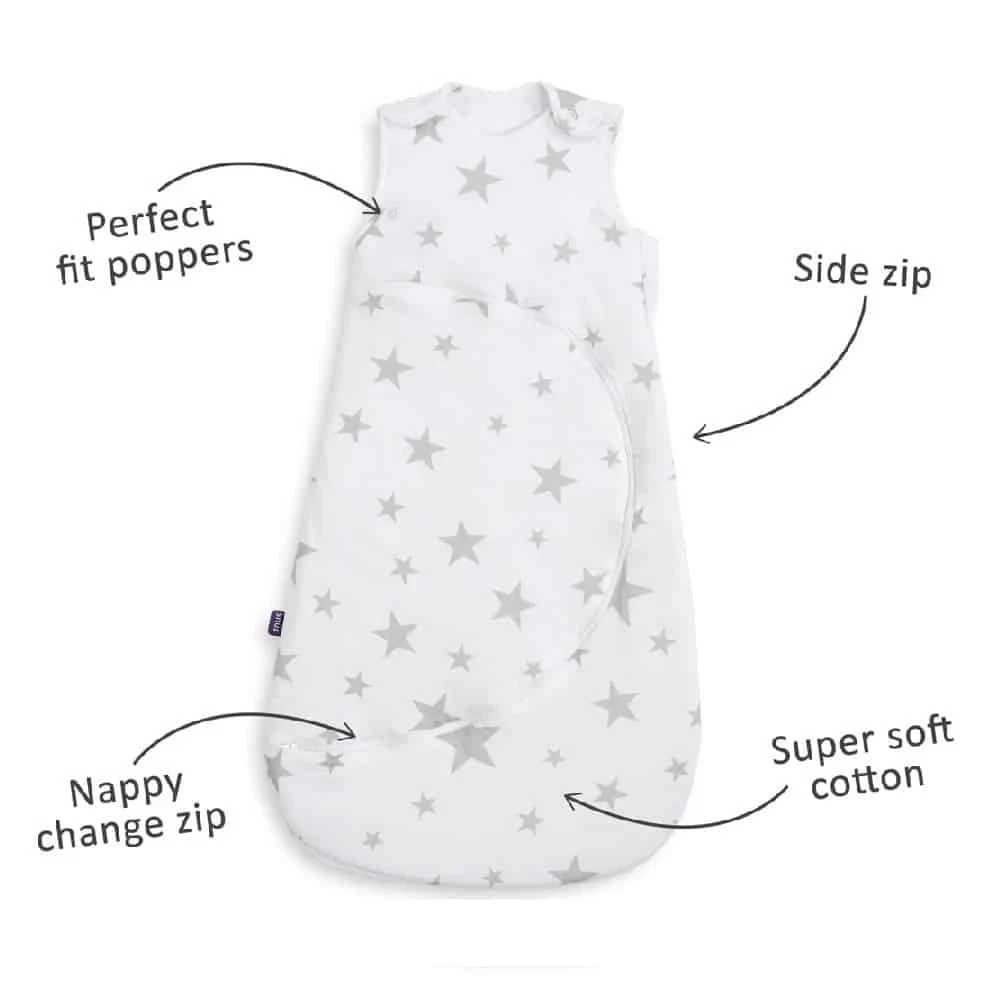 SnuzPouch Sleeping Bag Grey Star 0-6m β 1.0 Tog - Image 4