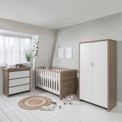 Tutti Bambini Modena 5 Piece Nursery Room Set -White/Oak