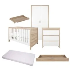 Tutti Bambini Modena 6 Piece Room Set/Underdrawer/Cot Top Changer – White Oak