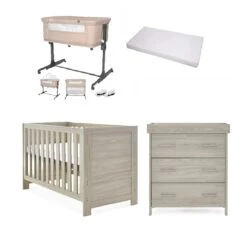 Obaby Nika 5 Piece Newborn Room Set Bundle – Grey Wash