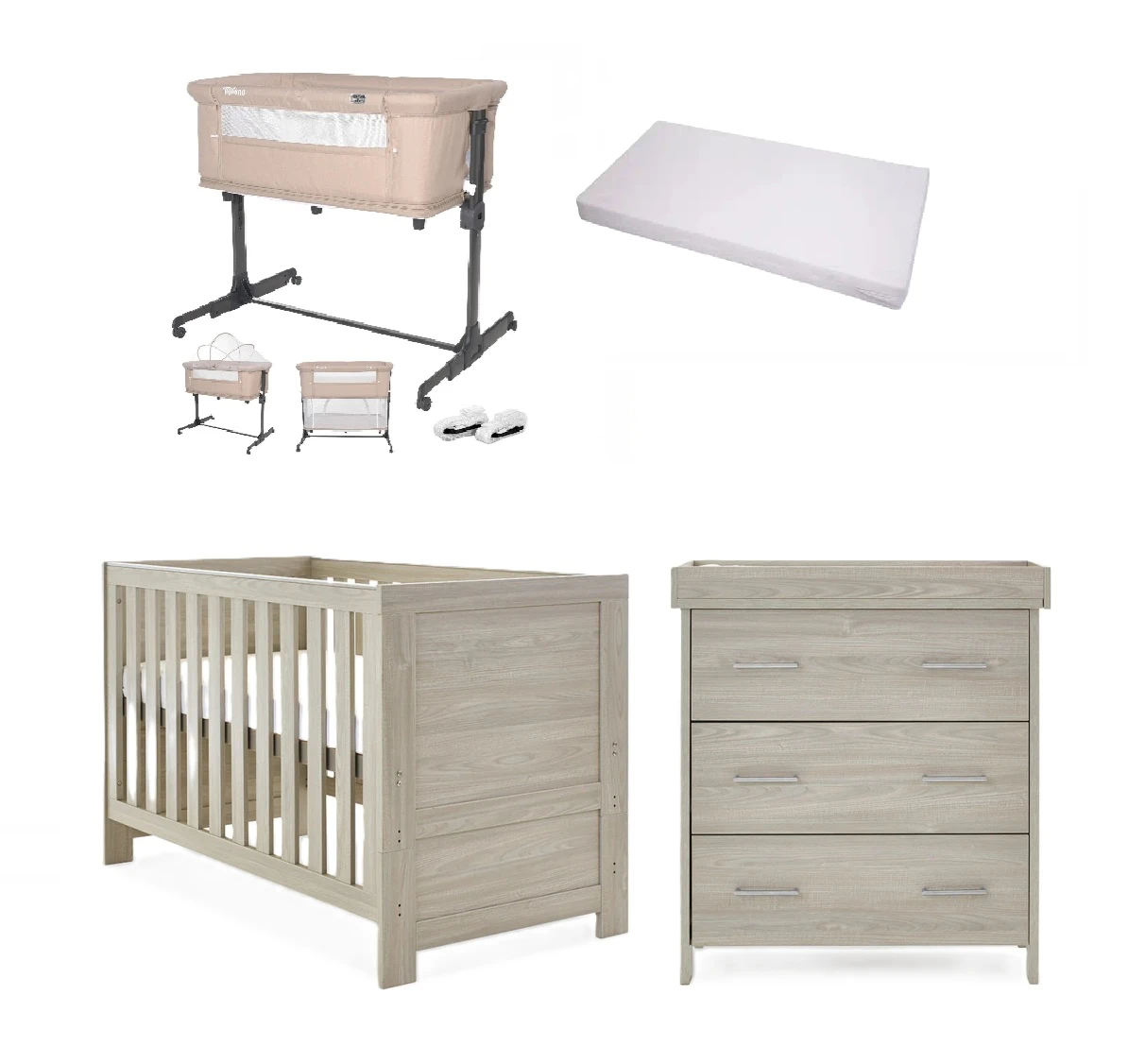 Obaby Nika 5 Piece Newborn Room Set Bundle – Grey Wash