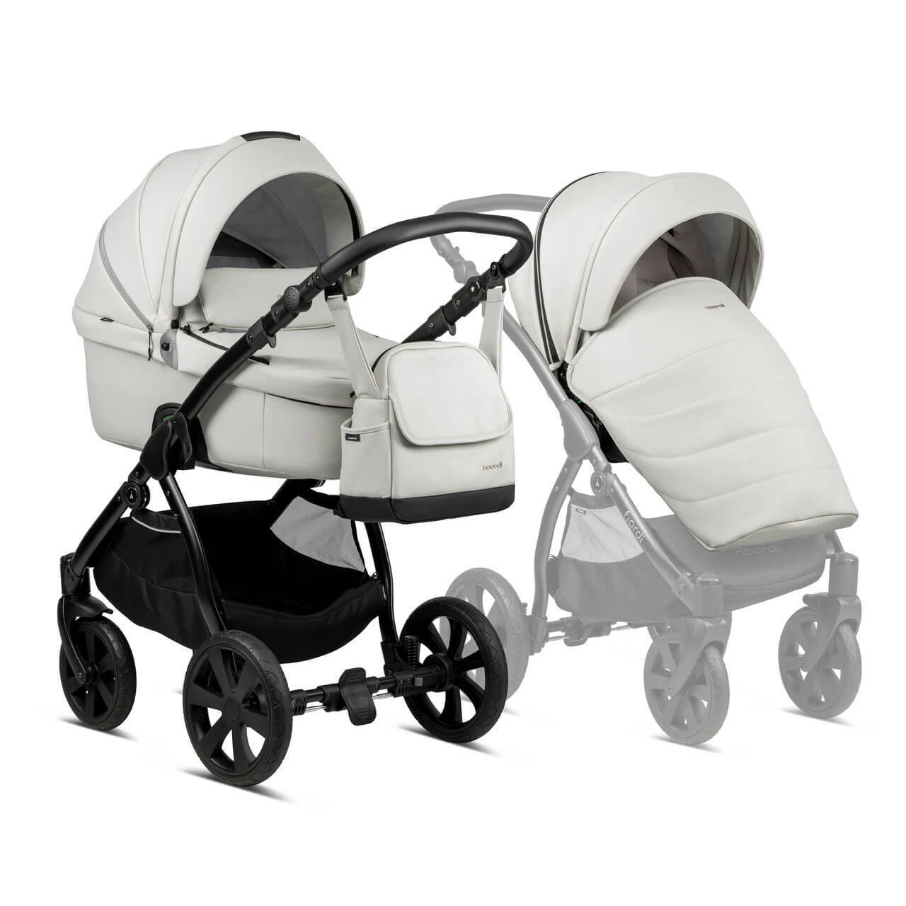 Noordi Fjordi Leather 2 In 1 Pram β Cloud - Image 2