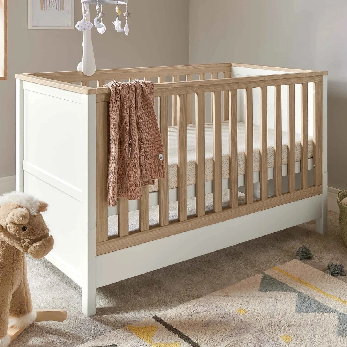 Mamas & Papas Harwell Cotbed White/Natural With Premium Pocket Spring Mattress - Image 9