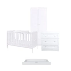 Tutti Bambini Rio 5 Piece Nursery Room Set/Underdrawer/Cot Top Changer – White