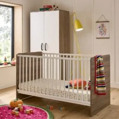 CuddleCo Enzo Cot Bed β Truffle Oak/White