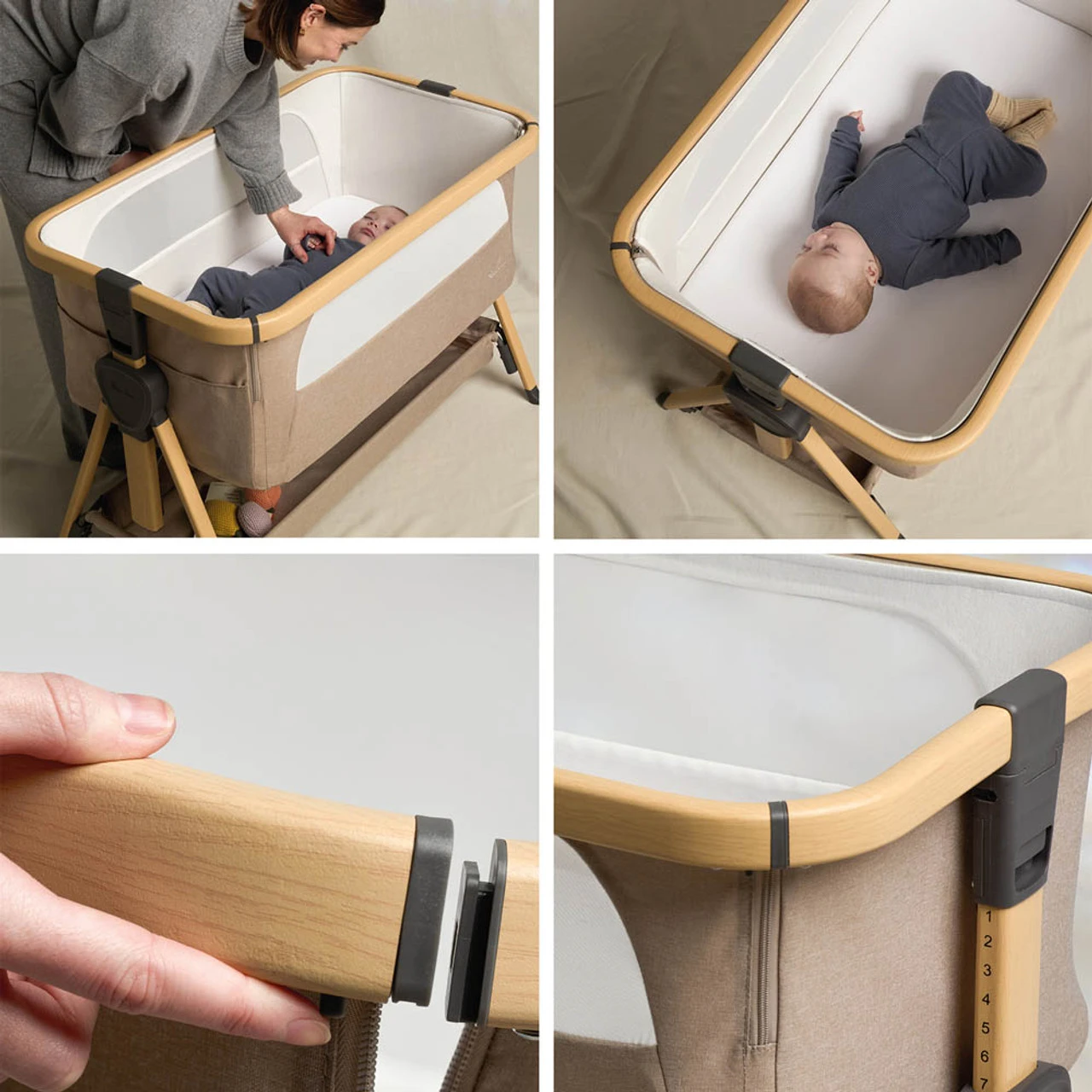 Silver Cross Lunar Bedside Crib β Oatmeal - Image 4