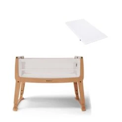 SnuzPod Studio Bedside Crib With Mattress Stockholm Natural