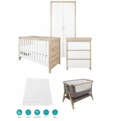 Tutti Bambini Modena Newborn Room Set Bundle – White Oak