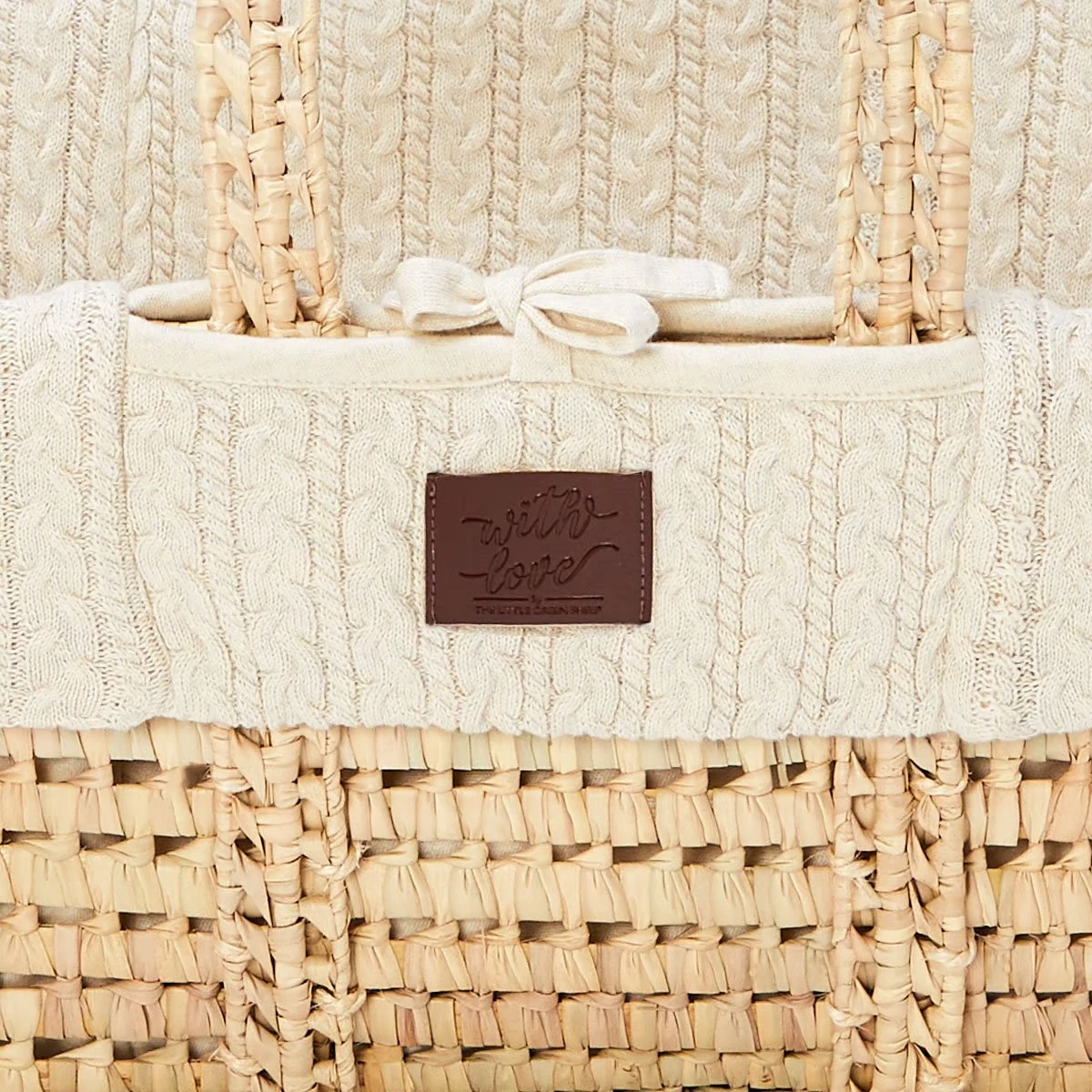 Little Green Sheep Natural Knitted Moses Basket & Mattress Linen - Image 3