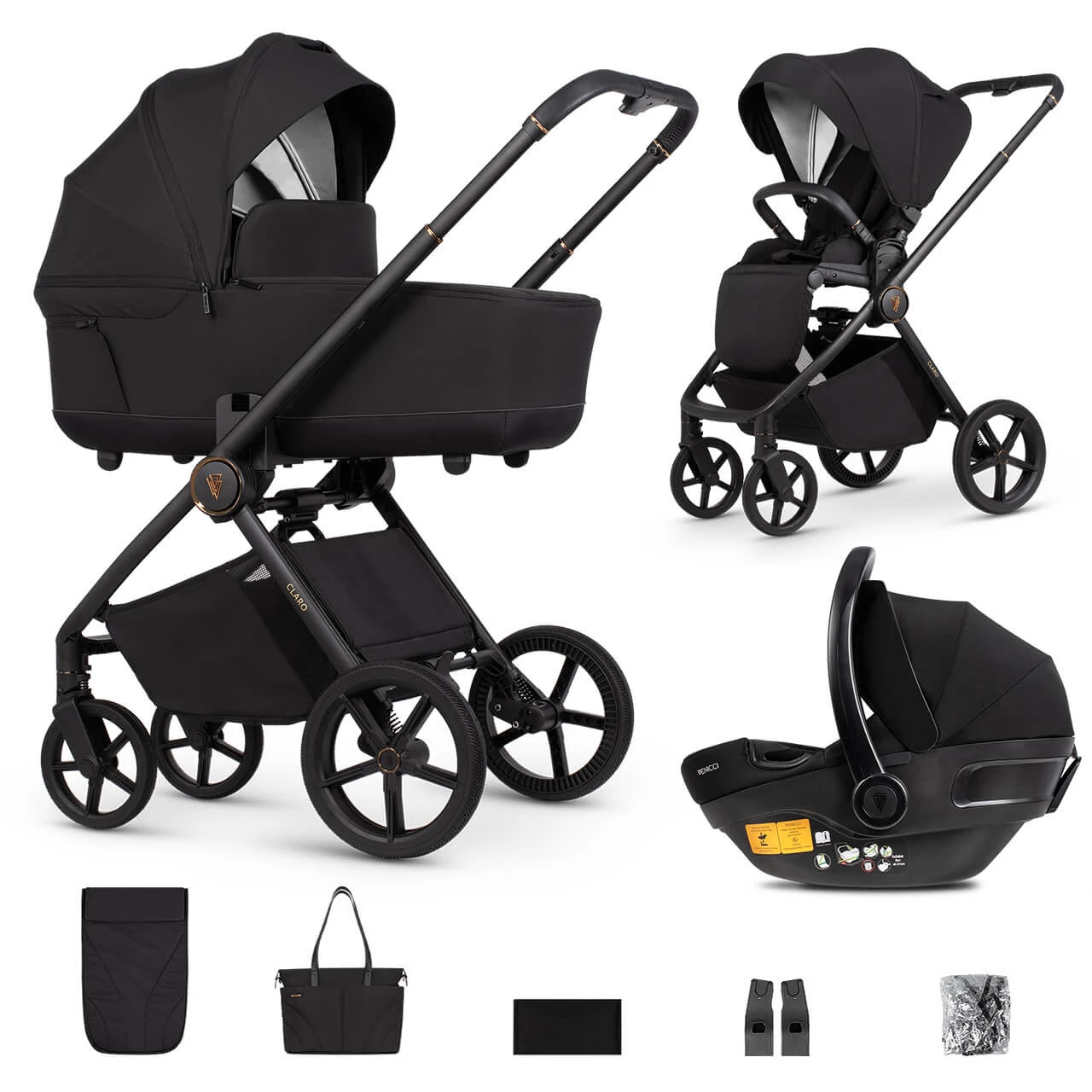 Venicci Claro 3 In 1 Maxi Cosi Pebble 360 Pro2 Travel System β Noir