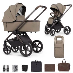 Venicci Tinum Upline SE 3 In 1 Pram With Car Seat Options – Powder