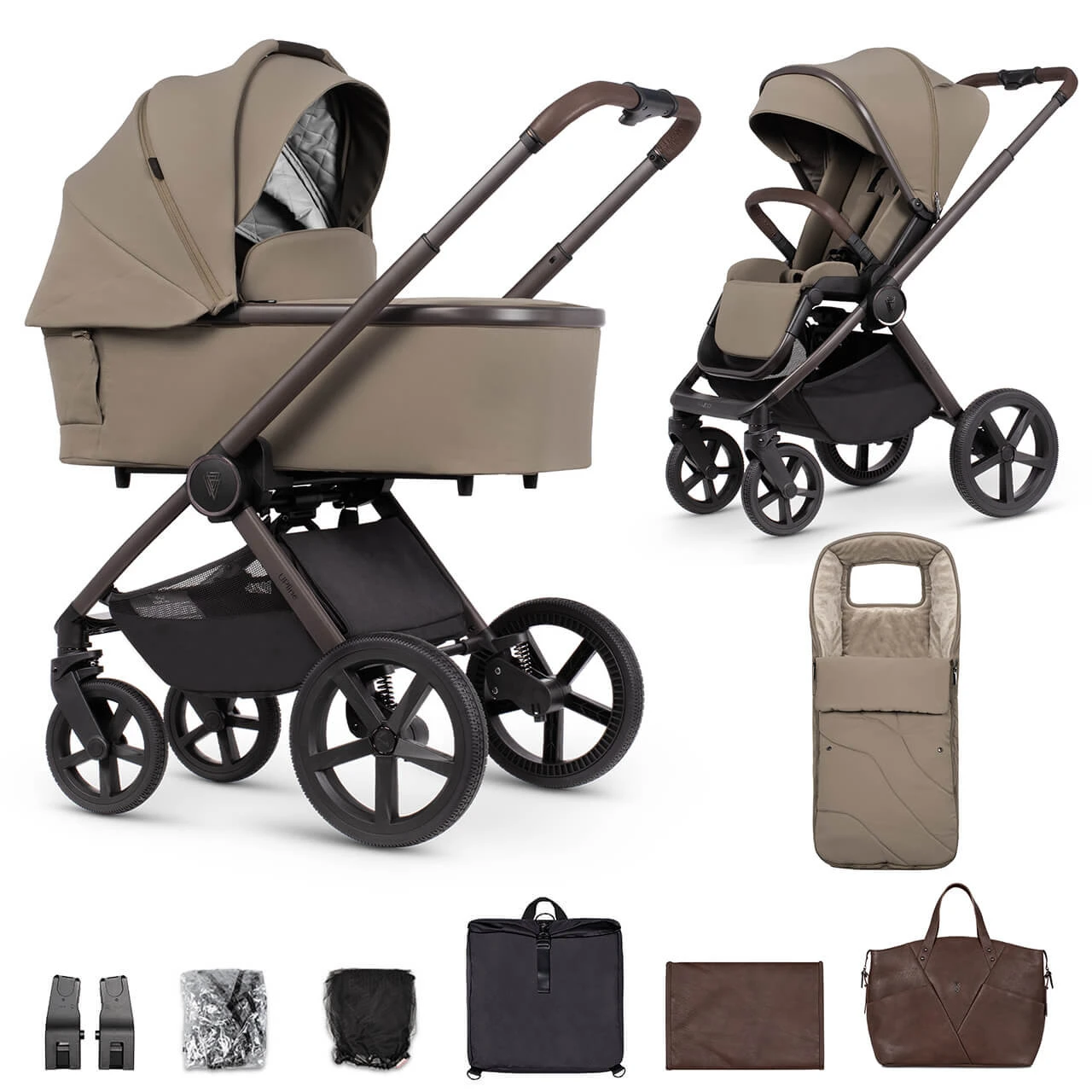 Venicci Tinum Upline SE 3 In 1 Pram With Car Seat Options β Powder